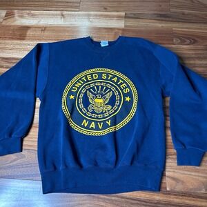 Vintage‎ United States Navy Sweatshirt Crewneck Pullover Graphic Print Mens